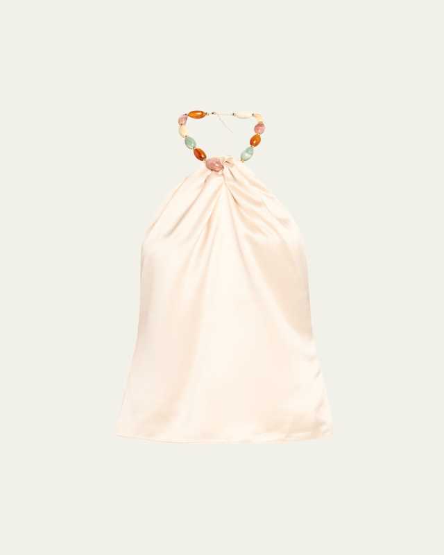 Milani Beaded Satin Halter Top